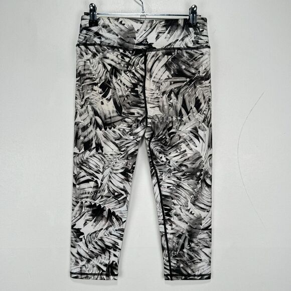 Prana Cropped Leggings Women Small White Back Floral Stretch Wicking Made in USA - Picture 4 of 7